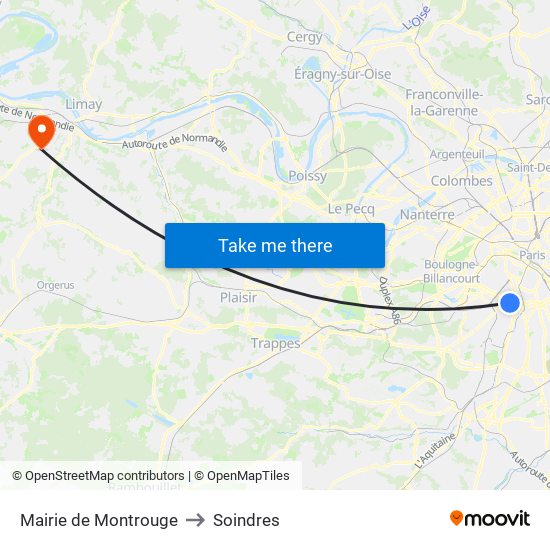 Mairie de Montrouge to Soindres map