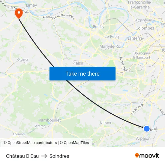 Château D'Eau to Soindres map