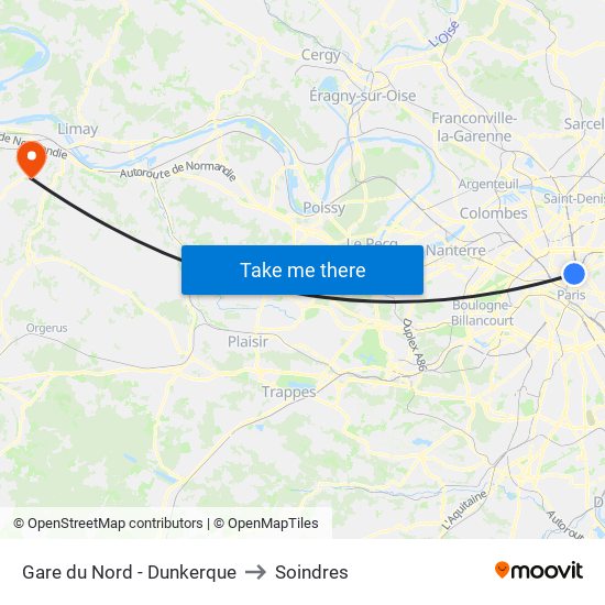 Gare du Nord - Dunkerque to Soindres map