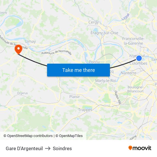 Gare D'Argenteuil to Soindres map