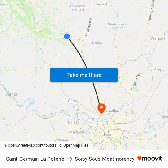 Saint-Germain-La-Poterie to Soisy-Sous-Montmorency map