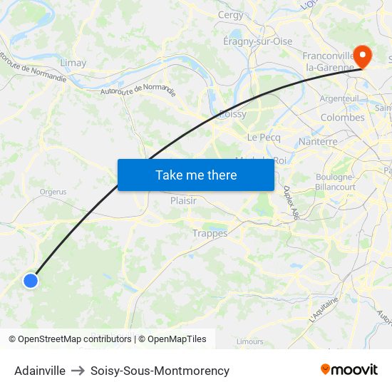 Adainville to Soisy-Sous-Montmorency map