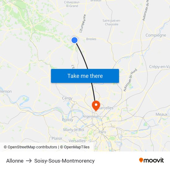 Allonne to Soisy-Sous-Montmorency map