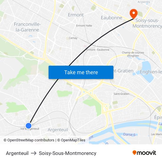 Argenteuil to Soisy-Sous-Montmorency map