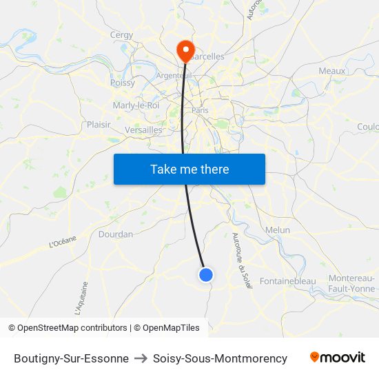 Boutigny-Sur-Essonne to Soisy-Sous-Montmorency map