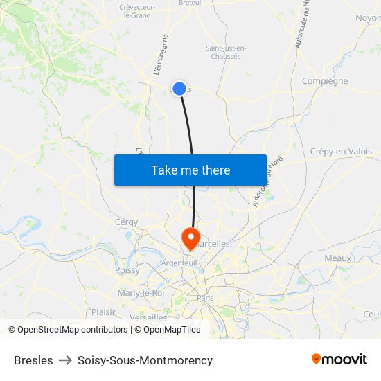 Bresles to Soisy-Sous-Montmorency map