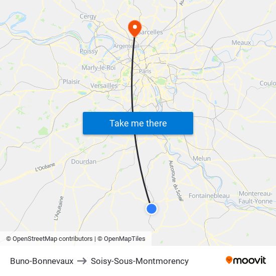 Buno-Bonnevaux to Soisy-Sous-Montmorency map