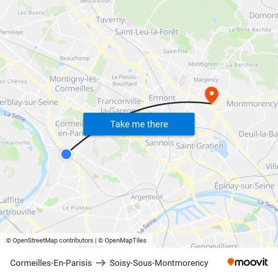 Cormeilles-En-Parisis to Soisy-Sous-Montmorency map