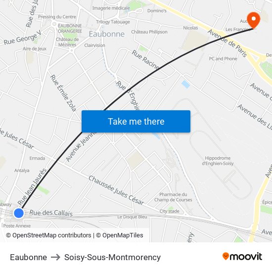 Eaubonne to Soisy-Sous-Montmorency map