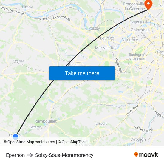 Epernon to Soisy-Sous-Montmorency map