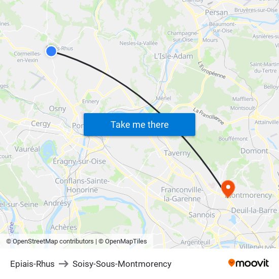 Epiais-Rhus to Soisy-Sous-Montmorency map