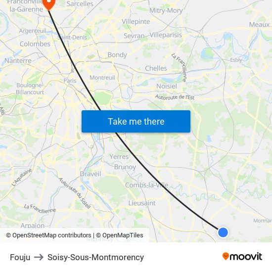 Fouju to Soisy-Sous-Montmorency map