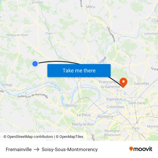 Fremainville to Soisy-Sous-Montmorency map