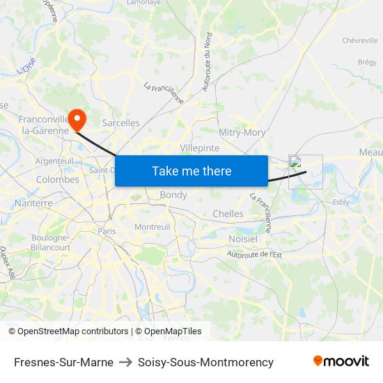 Fresnes-Sur-Marne to Soisy-Sous-Montmorency map