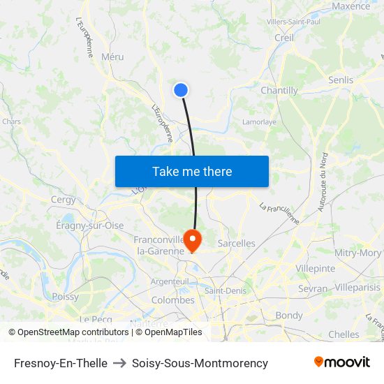 Fresnoy-En-Thelle to Soisy-Sous-Montmorency map
