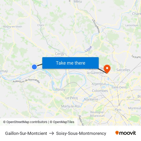 Gaillon-Sur-Montcient to Soisy-Sous-Montmorency map