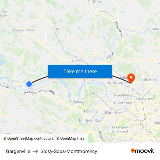 Gargenville to Soisy-Sous-Montmorency map