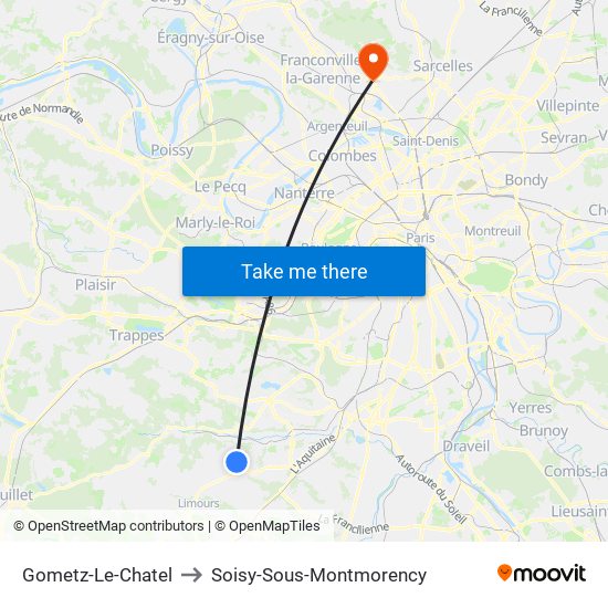 Gometz-Le-Chatel to Soisy-Sous-Montmorency map