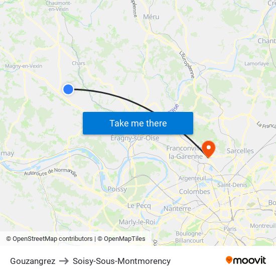 Gouzangrez to Soisy-Sous-Montmorency map