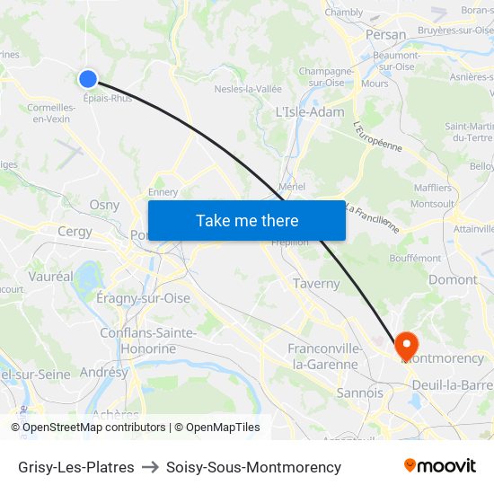 Grisy-Les-Platres to Soisy-Sous-Montmorency map