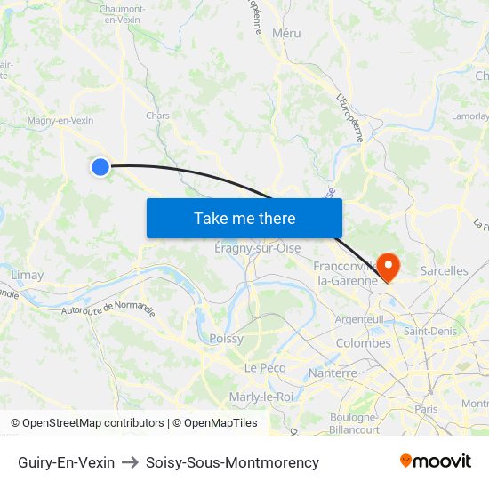 Guiry-En-Vexin to Soisy-Sous-Montmorency map