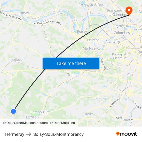 Hermeray to Soisy-Sous-Montmorency map