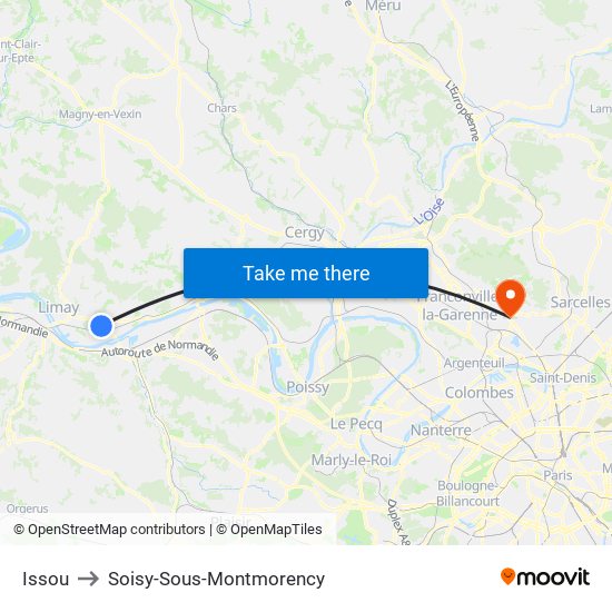 Issou to Soisy-Sous-Montmorency map