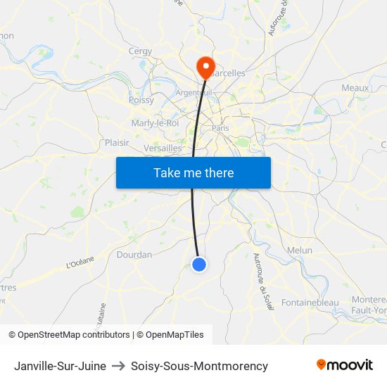 Janville-Sur-Juine to Soisy-Sous-Montmorency map