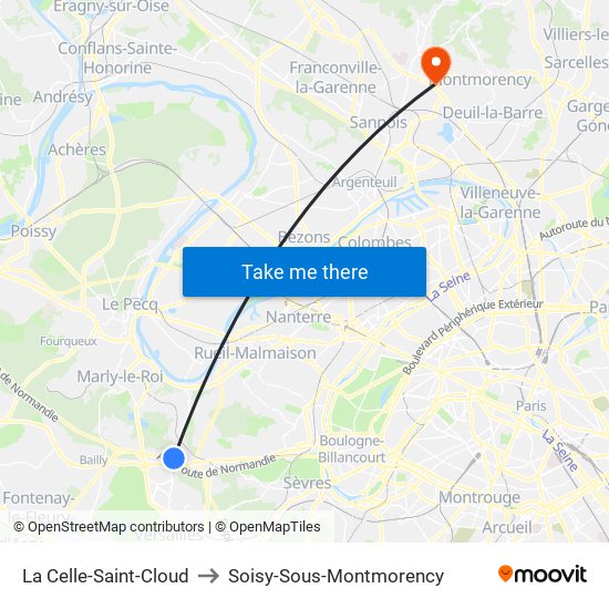 La Celle-Saint-Cloud to Soisy-Sous-Montmorency map