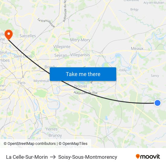 La Celle-Sur-Morin to Soisy-Sous-Montmorency map