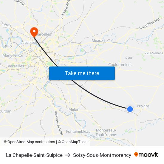 La Chapelle-Saint-Sulpice to Soisy-Sous-Montmorency map