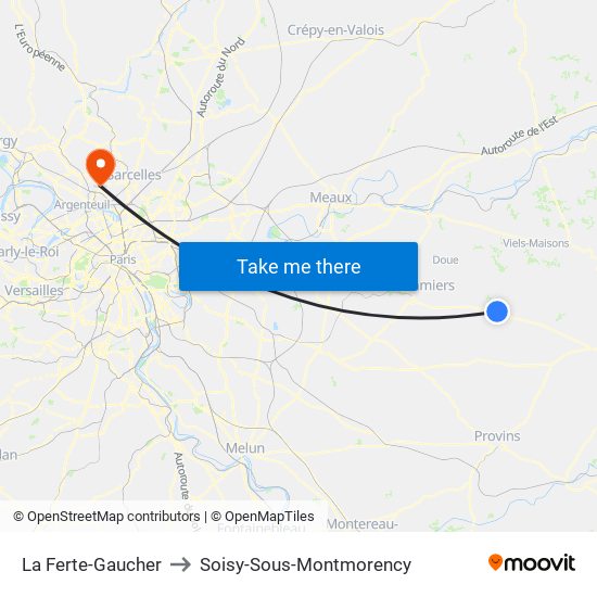 La Ferte-Gaucher to Soisy-Sous-Montmorency map