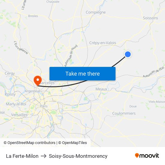 La Ferte-Milon to Soisy-Sous-Montmorency map