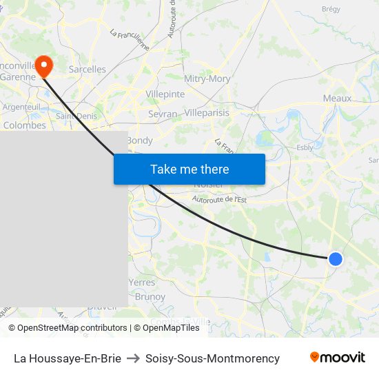 La Houssaye-En-Brie to Soisy-Sous-Montmorency map