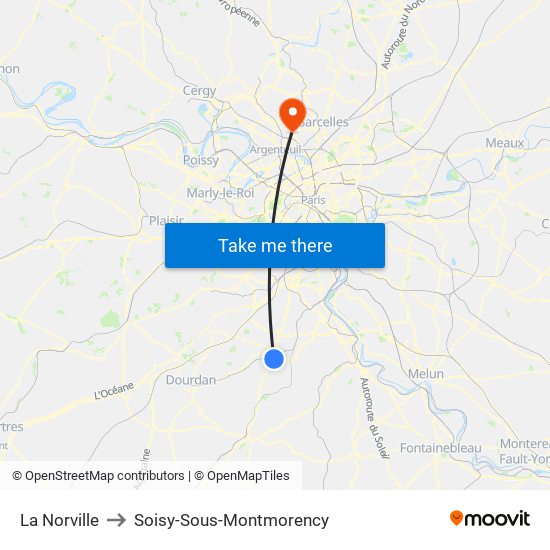 La Norville to Soisy-Sous-Montmorency map