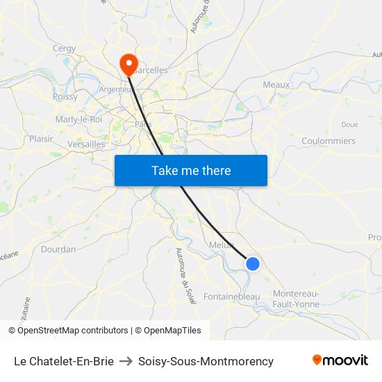 Le Chatelet-En-Brie to Soisy-Sous-Montmorency map