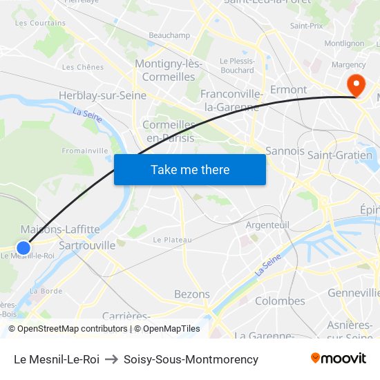 Le Mesnil-Le-Roi to Soisy-Sous-Montmorency map