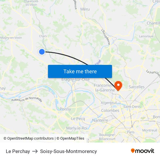 Le Perchay to Soisy-Sous-Montmorency map