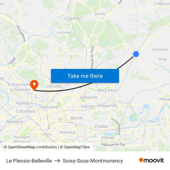 Le Plessis-Belleville to Soisy-Sous-Montmorency map