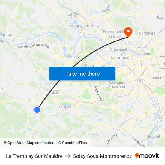 Le Tremblay-Sur-Mauldre to Soisy-Sous-Montmorency map