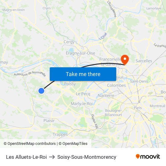Les Alluets-Le-Roi to Soisy-Sous-Montmorency map