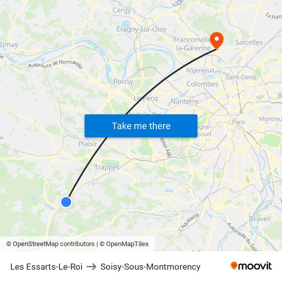 Les Essarts-Le-Roi to Soisy-Sous-Montmorency map
