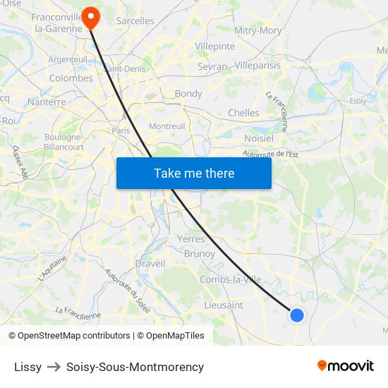 Lissy to Soisy-Sous-Montmorency map
