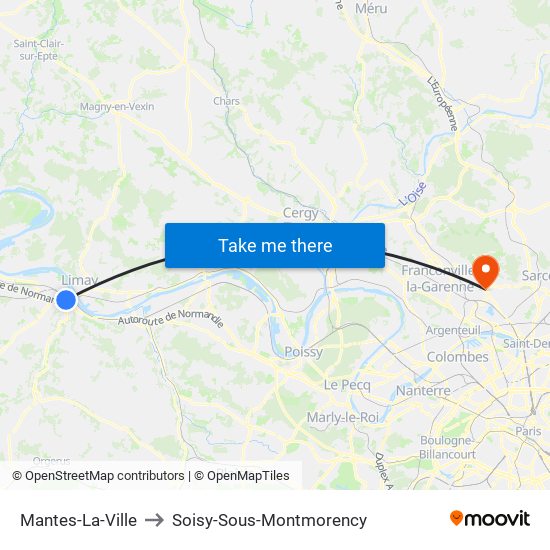 Mantes-La-Ville to Soisy-Sous-Montmorency map
