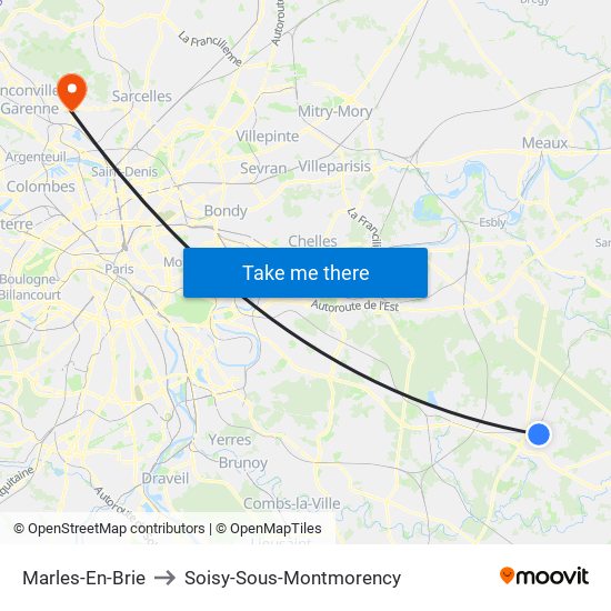 Marles-En-Brie to Soisy-Sous-Montmorency map