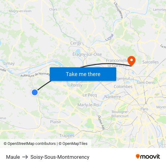 Maule to Soisy-Sous-Montmorency map