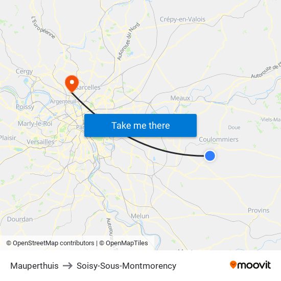 Mauperthuis to Soisy-Sous-Montmorency map