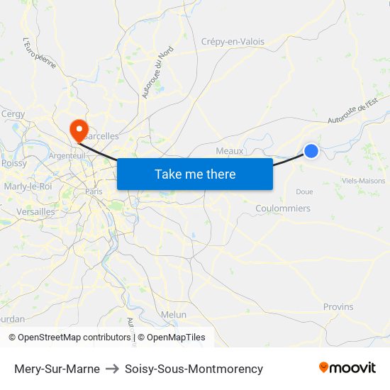 Mery-Sur-Marne to Soisy-Sous-Montmorency map