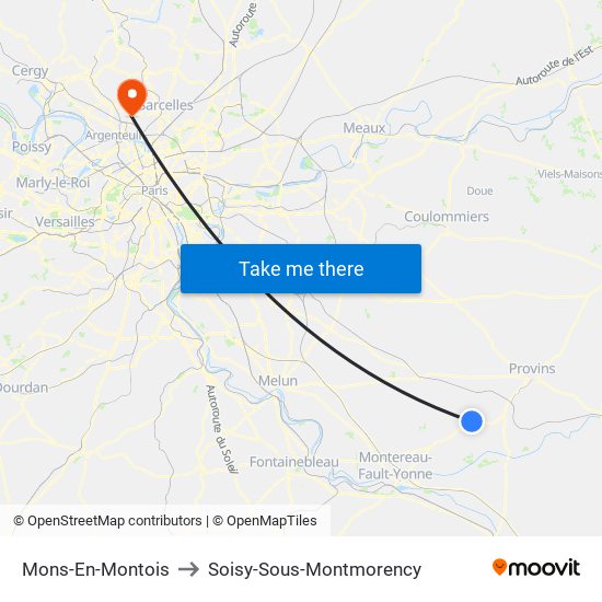 Mons-En-Montois to Soisy-Sous-Montmorency map