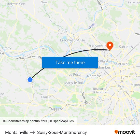 Montainville to Soisy-Sous-Montmorency map